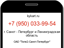 Информация о номере телефона +7 (950) 033-99-54: регион, оператор