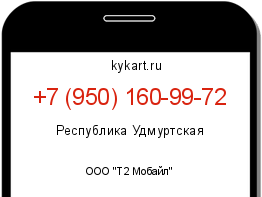 Информация о номере телефона +7 (950) 160-99-72: регион, оператор