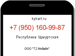 Информация о номере телефона +7 (950) 160-99-87: регион, оператор