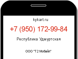 Информация о номере телефона +7 (950) 172-99-84: регион, оператор