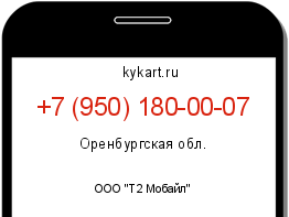 Информация о номере телефона +7 (950) 180-00-07: регион, оператор