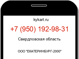 Информация о номере телефона +7 (950) 192-98-31: регион, оператор