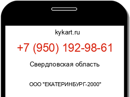 Информация о номере телефона +7 (950) 192-98-61: регион, оператор