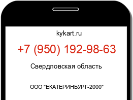 Информация о номере телефона +7 (950) 192-98-63: регион, оператор