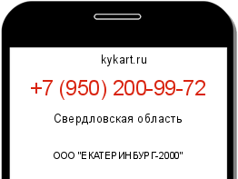 Информация о номере телефона +7 (950) 200-99-72: регион, оператор