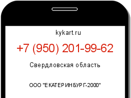 Информация о номере телефона +7 (950) 201-99-62: регион, оператор