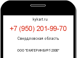 Информация о номере телефона +7 (950) 201-99-70: регион, оператор