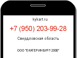 Информация о номере телефона +7 (950) 203-99-28: регион, оператор