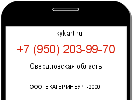 Информация о номере телефона +7 (950) 203-99-70: регион, оператор