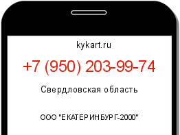 Информация о номере телефона +7 (950) 203-99-74: регион, оператор