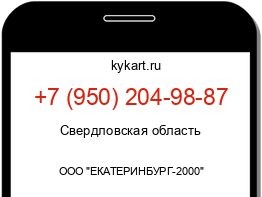 Информация о номере телефона +7 (950) 204-98-87: регион, оператор