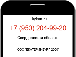 Информация о номере телефона +7 (950) 204-99-20: регион, оператор