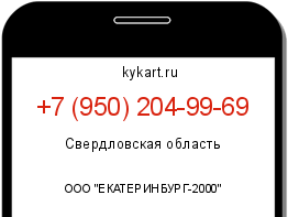 Информация о номере телефона +7 (950) 204-99-69: регион, оператор