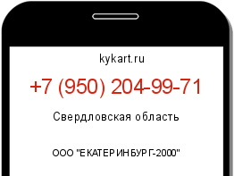 Информация о номере телефона +7 (950) 204-99-71: регион, оператор