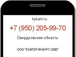 Информация о номере телефона +7 (950) 205-99-70: регион, оператор