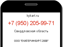 Информация о номере телефона +7 (950) 205-99-71: регион, оператор