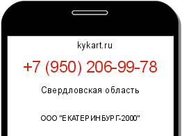 Информация о номере телефона +7 (950) 206-99-78: регион, оператор