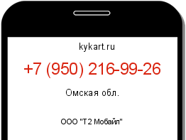 Информация о номере телефона +7 (950) 216-99-26: регион, оператор