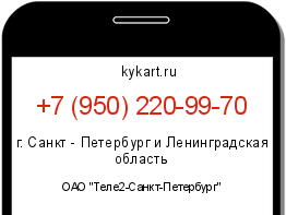 Информация о номере телефона +7 (950) 220-99-70: регион, оператор
