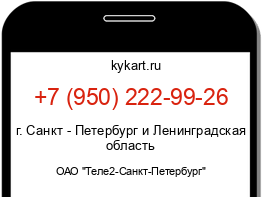 Информация о номере телефона +7 (950) 222-99-26: регион, оператор