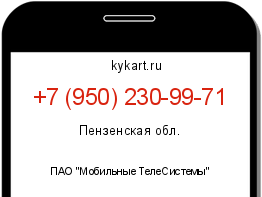 Информация о номере телефона +7 (950) 230-99-71: регион, оператор