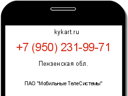 Информация о номере телефона +7 (950) 231-99-71: регион, оператор