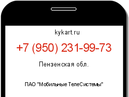 Информация о номере телефона +7 (950) 231-99-73: регион, оператор