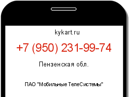Информация о номере телефона +7 (950) 231-99-74: регион, оператор