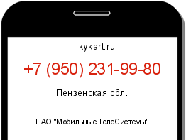 Информация о номере телефона +7 (950) 231-99-80: регион, оператор