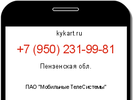 Информация о номере телефона +7 (950) 231-99-81: регион, оператор