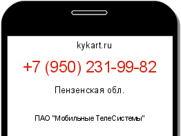 Информация о номере телефона +7 (950) 231-99-82: регион, оператор