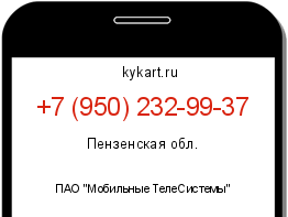 Информация о номере телефона +7 (950) 232-99-37: регион, оператор