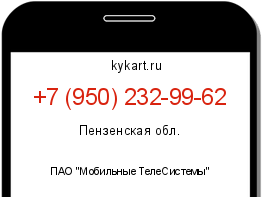 Информация о номере телефона +7 (950) 232-99-62: регион, оператор