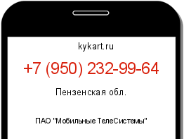 Информация о номере телефона +7 (950) 232-99-64: регион, оператор