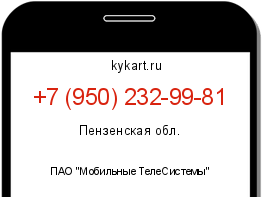 Информация о номере телефона +7 (950) 232-99-81: регион, оператор
