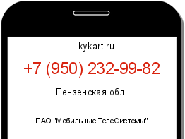 Информация о номере телефона +7 (950) 232-99-82: регион, оператор