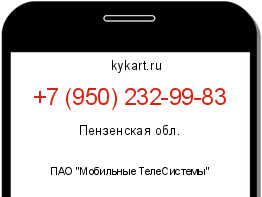 Информация о номере телефона +7 (950) 232-99-83: регион, оператор