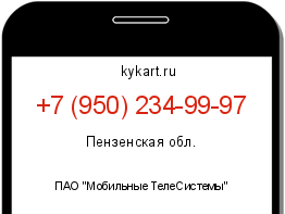 Информация о номере телефона +7 (950) 234-99-97: регион, оператор