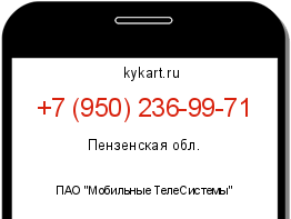 Информация о номере телефона +7 (950) 236-99-71: регион, оператор