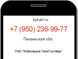 Информация о номере телефона +7 (950) 236-99-77: регион, оператор