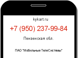 Информация о номере телефона +7 (950) 237-99-84: регион, оператор