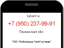 Информация о номере телефона +7 (950) 237-99-91: регион, оператор