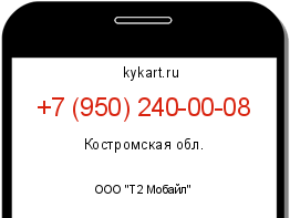 Информация о номере телефона +7 (950) 240-00-08: регион, оператор