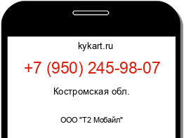 Информация о номере телефона +7 (950) 245-98-07: регион, оператор