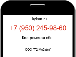 Информация о номере телефона +7 (950) 245-98-60: регион, оператор