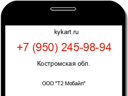 Информация о номере телефона +7 (950) 245-98-94: регион, оператор