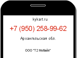 Информация о номере телефона +7 (950) 258-99-62: регион, оператор