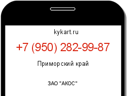 Информация о номере телефона +7 (950) 282-99-87: регион, оператор