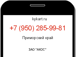 Информация о номере телефона +7 (950) 285-99-81: регион, оператор