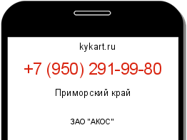 Информация о номере телефона +7 (950) 291-99-80: регион, оператор